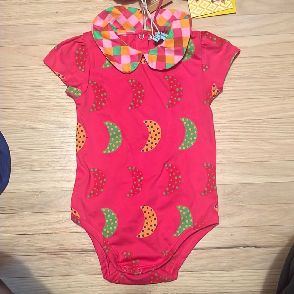 Colorful Baby Bodysuit with Patterned Collar